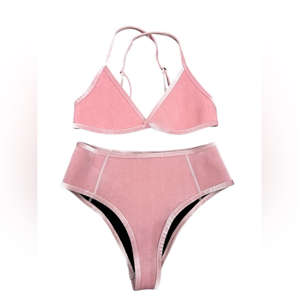 Hoaka Swimwear Dola pink velvet neoprene bikini set 2 pieces swimsuit S/S+